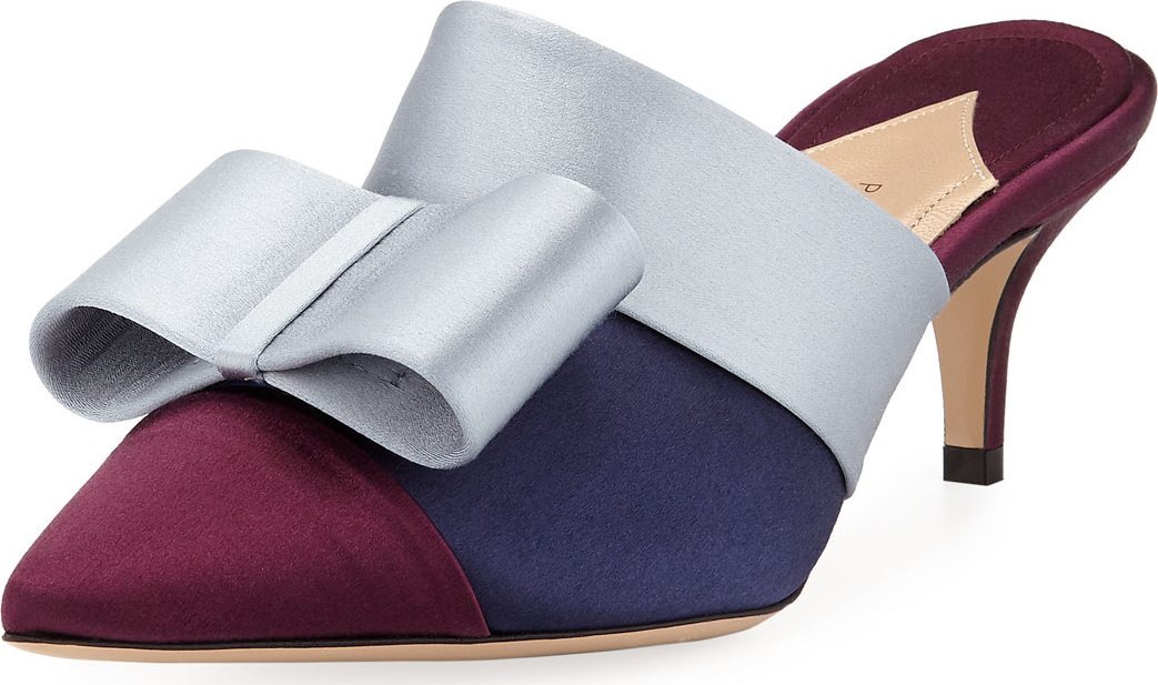 Paul Andrew Kosuth Colorblock Satin Bow Mules
