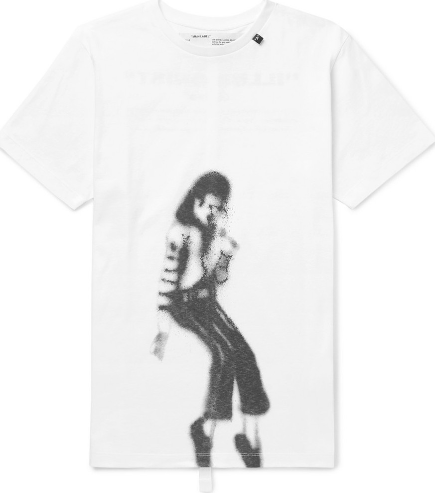 Off White Slim-Fit Printed Cotton-Jersey T-Shirt