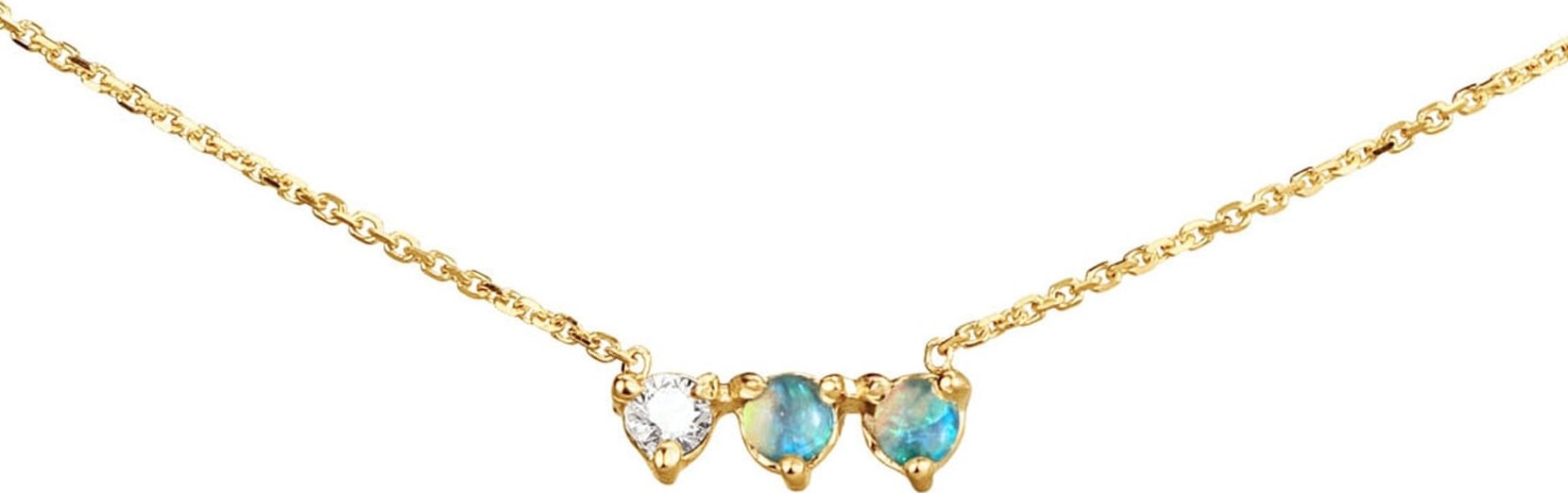 Wwake Three Points Opal & Diamond Necklace