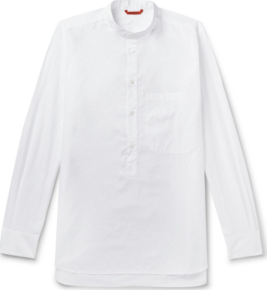 Barena Oversized Grandad-Collar Cotton-Poplin Half-Placket Shirt
