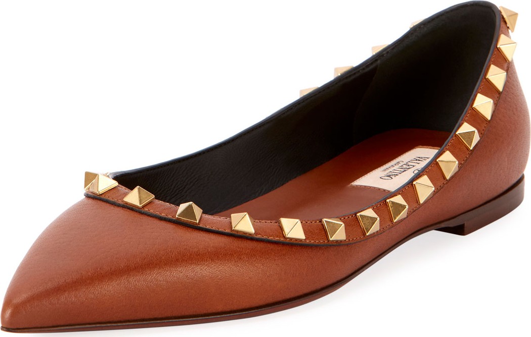 Valentino Rockstud Leather Ballet Flats
