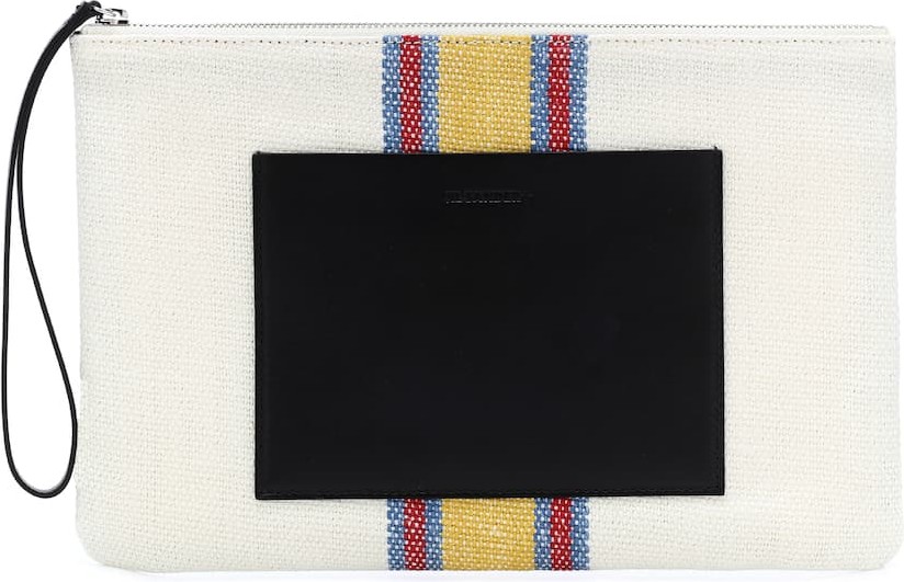 Jil Sander Leather-trimmed canvas clutch