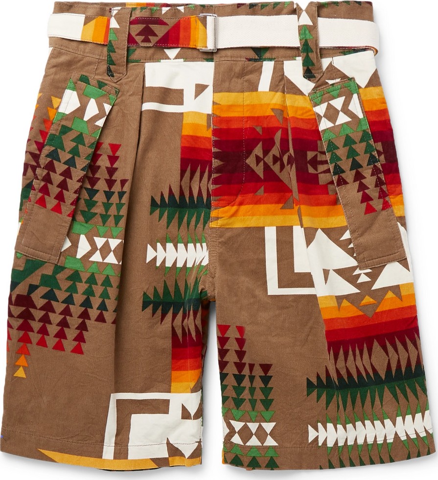 Sacai + Pendleton Printed Cotton-Corduroy Shorts