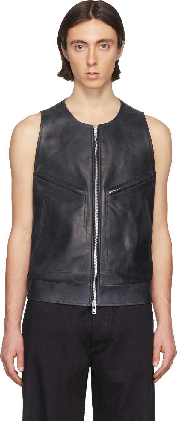 Maison Margiela Navy Leather Vest