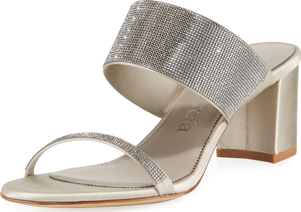 Pedro Garcia Xina Crystal-Embellished Satin Mule Sandals
