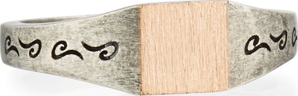 Marco Dal Maso Ara Silver & Rose Gold Square Ring, Size 10