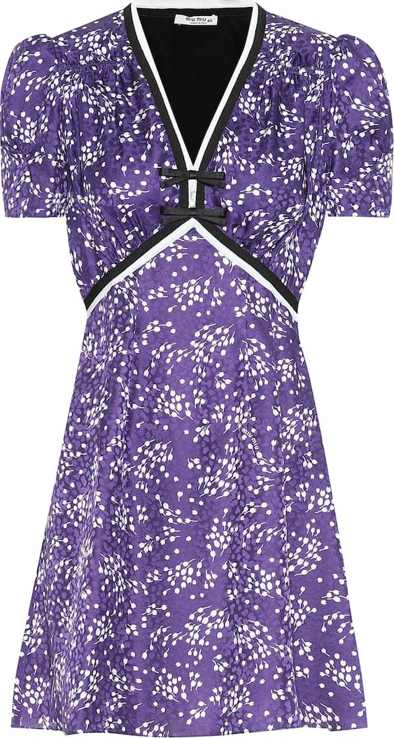 Miu Miu Floral silk-satin jacquard minidress