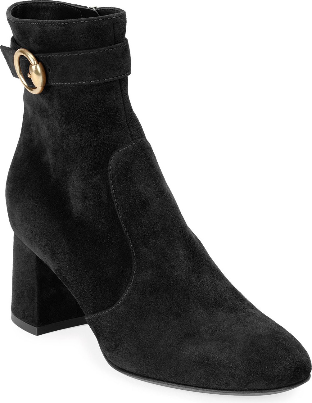 Gianvito Rossi Suede Ankle Booties with Gold Buckle