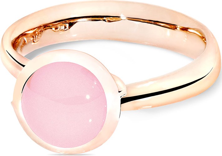 Tamara Comolli Bouton 18k Rose Gold Pink Chalcedony Ring, Size 7/54