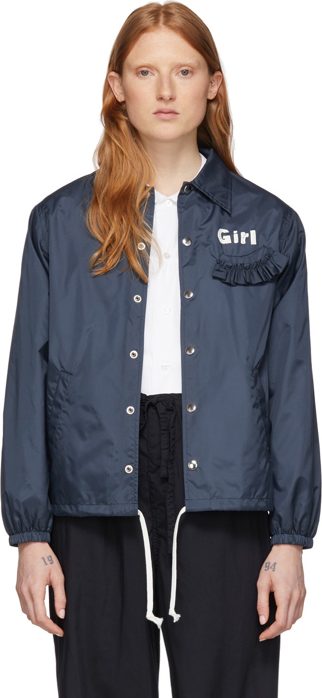 Comme Des Garçons Girl Navy Logo Coaches Jacket