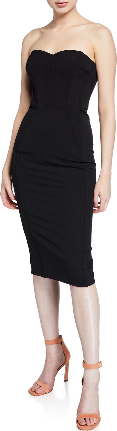 Veronica Beard Maui Strapless Bustier Midi Dress