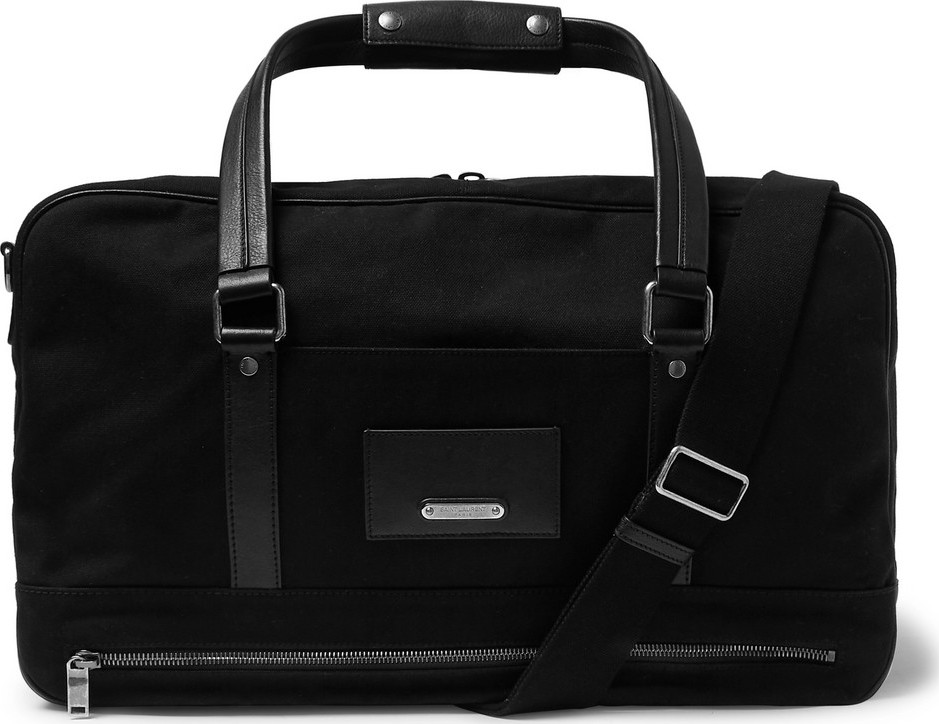 Saint Laurent Leather-Trimmed Canvas Holdall