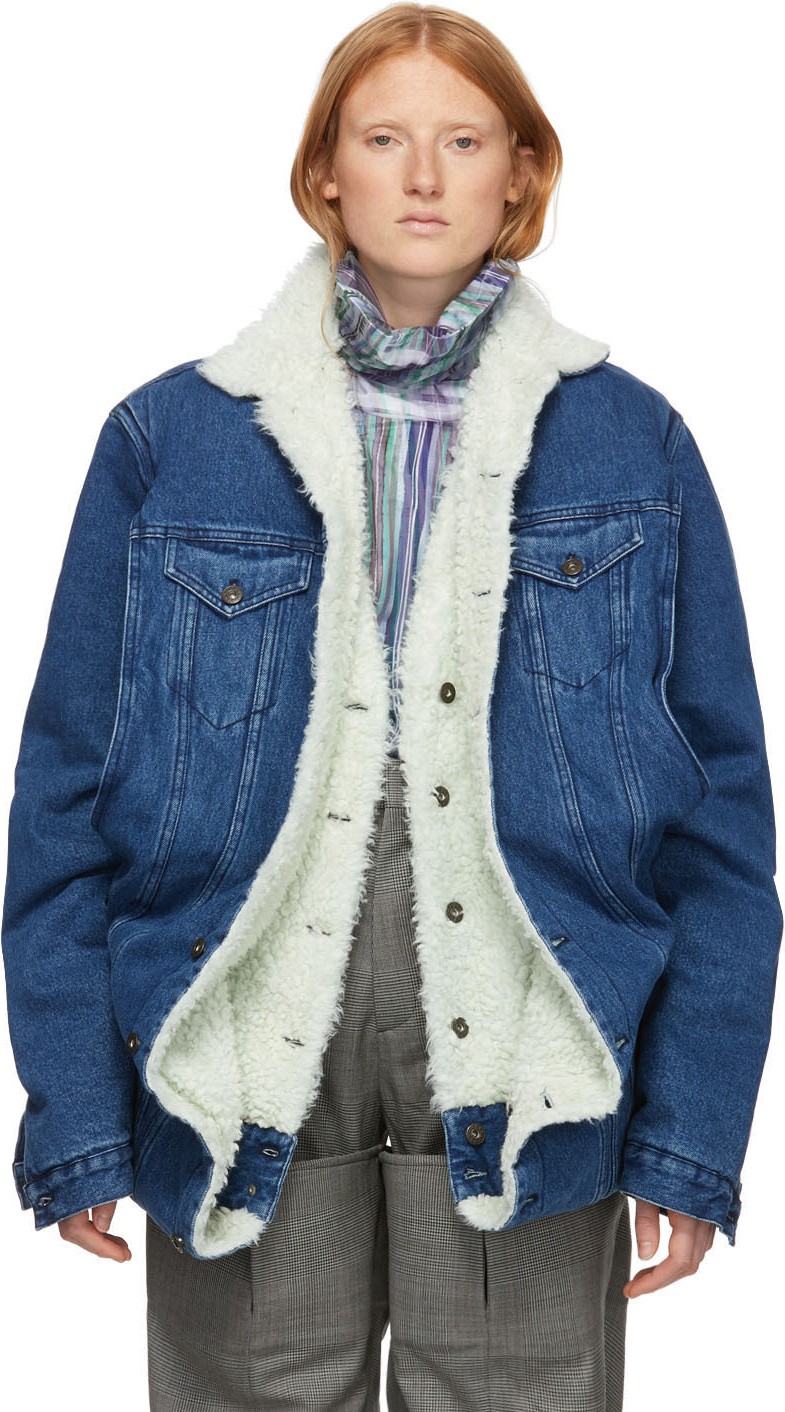Y/Project Navy Denim Sherpa Jacket