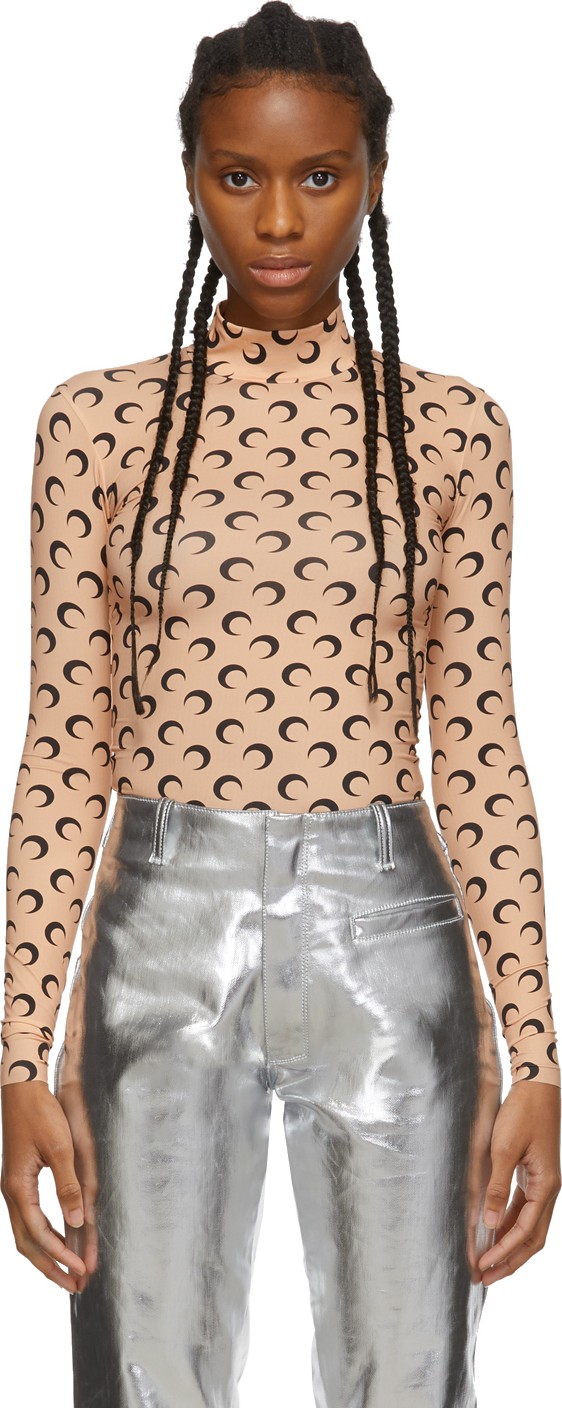 Marine Serre Tan All Over Moon Turtleneck