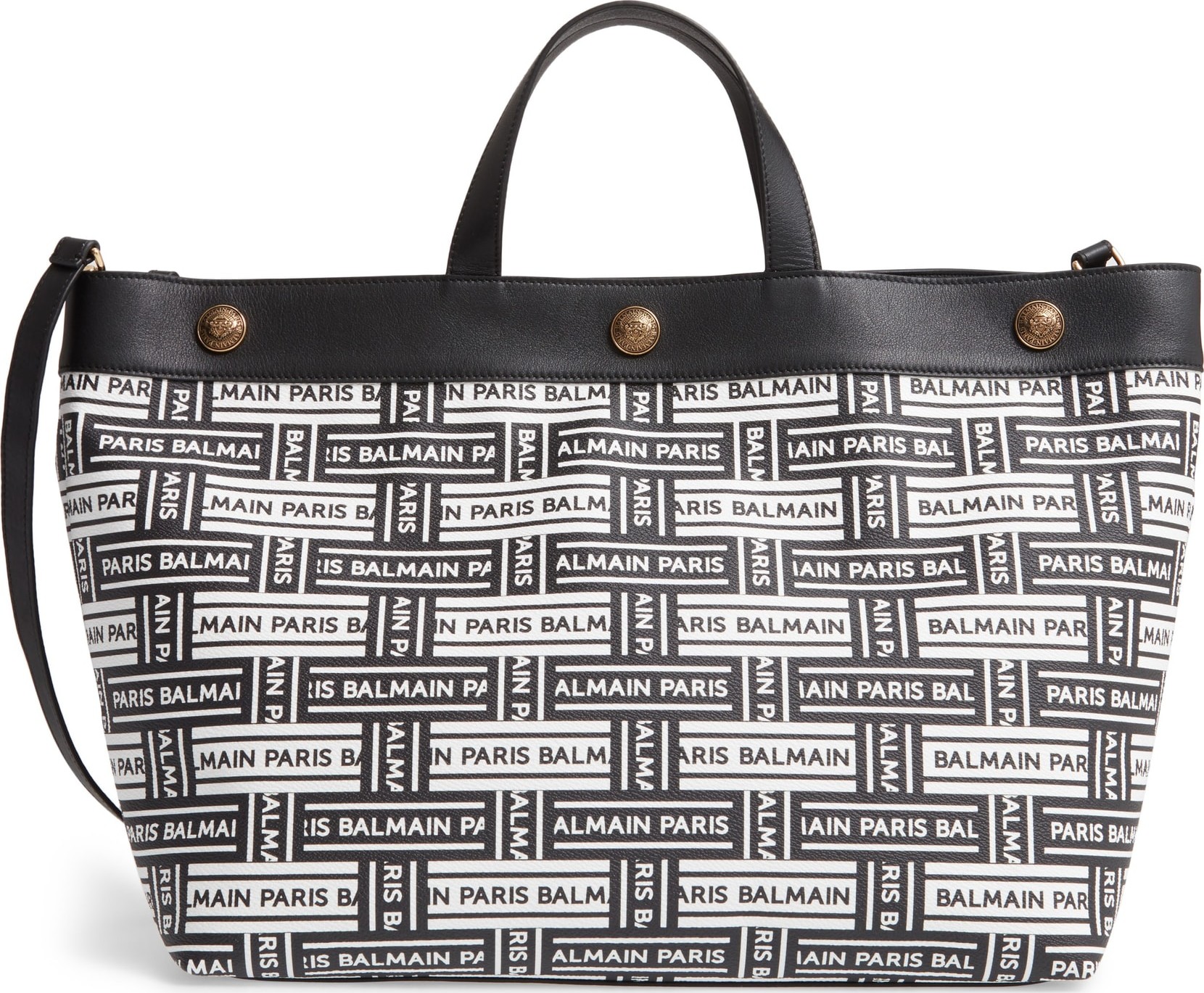 Balmain Logo Calfskin Leather Shopper