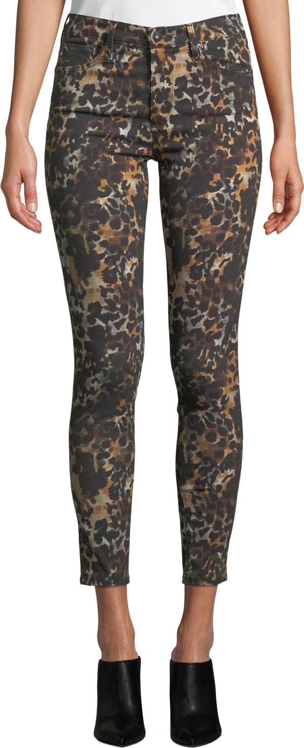 AG Jeans The Farrah High-Rise Animal-Print Camo Skinny Jeans