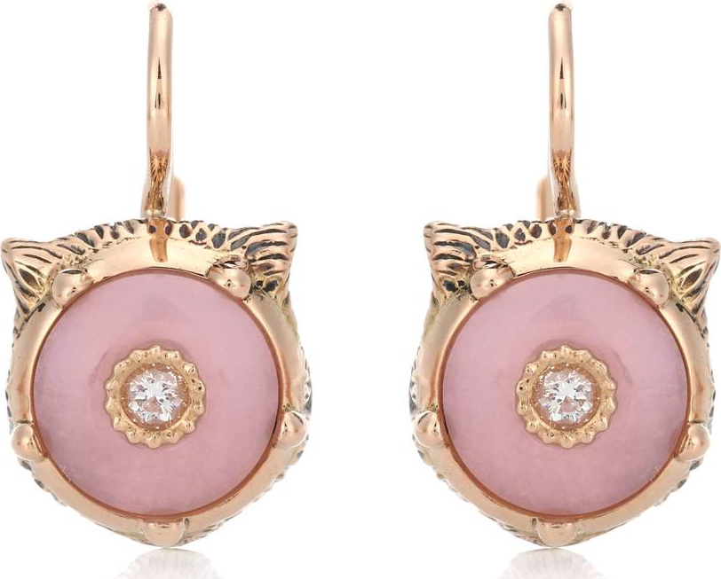 Gucci Le Marché des Merveilles 18kt gold earrings with diamonds and opal