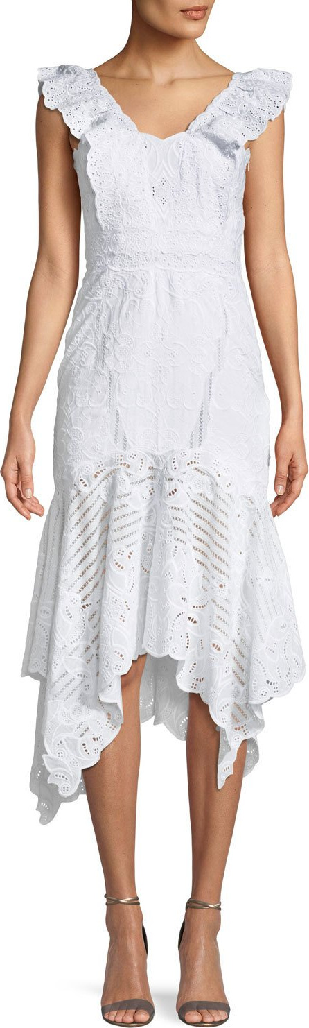 Jonathan Simkhai Embroidered Ruffle-Sleeve Cutout Dress