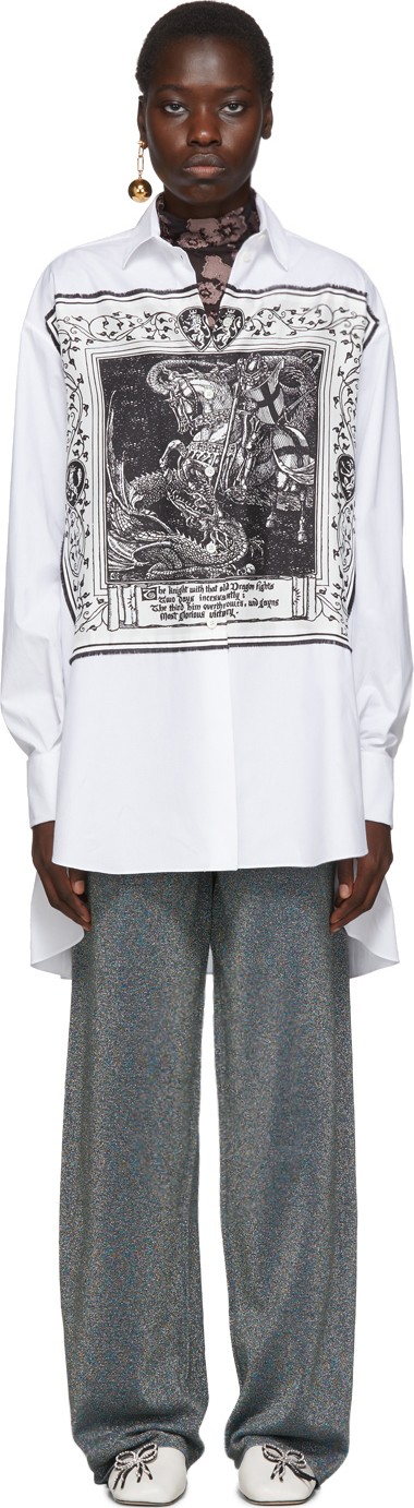 Lanvin White Silk Printed Shirt