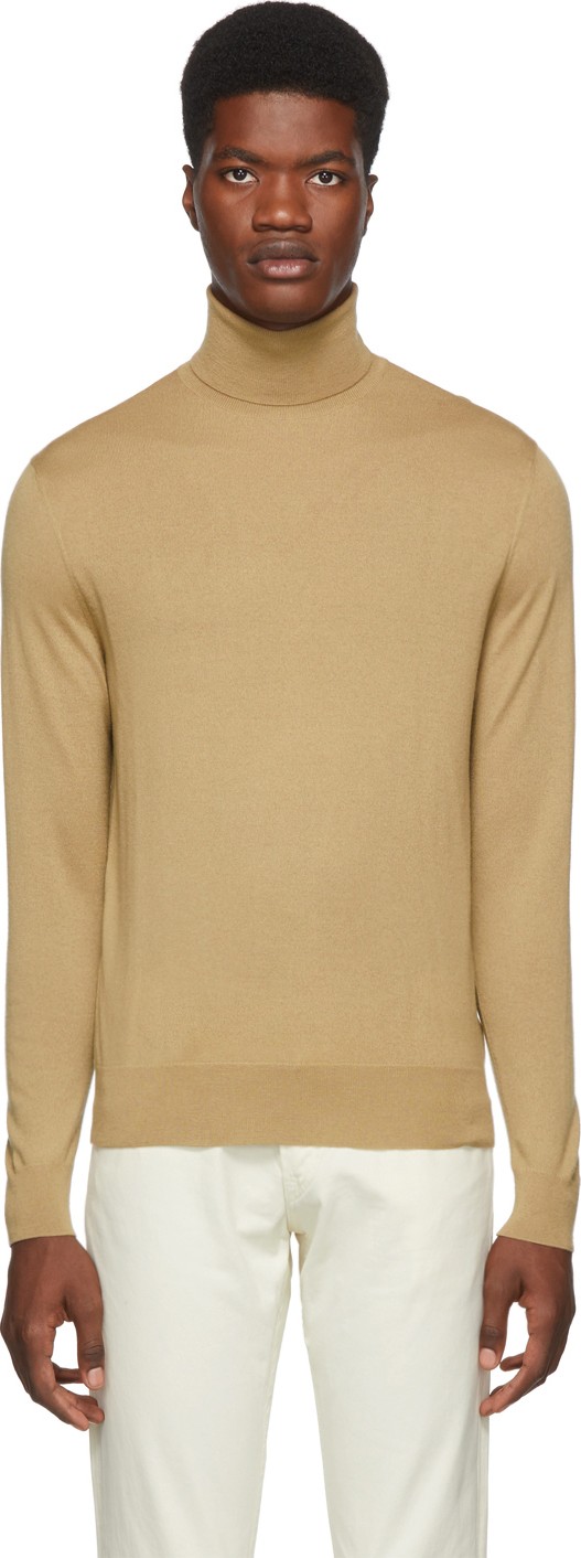 Ralph Lauren Purple Label Tan Cashmere Turtleneck