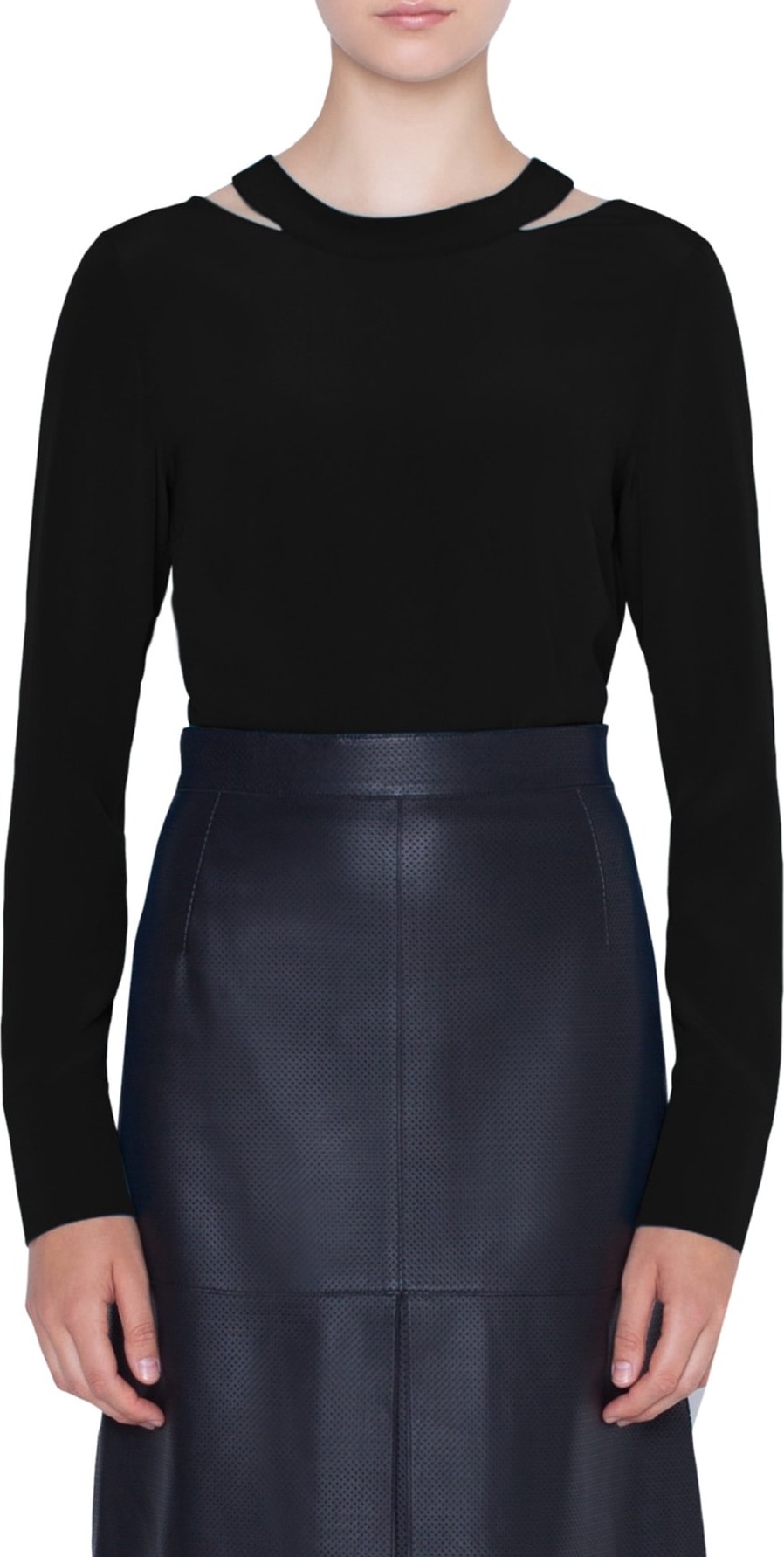 Akris Punto Semi Circle Cutout Silk Blouse