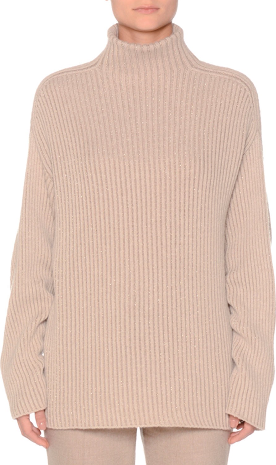 Agnona Metallic Cashmere Kimono-Sleeve Sweater