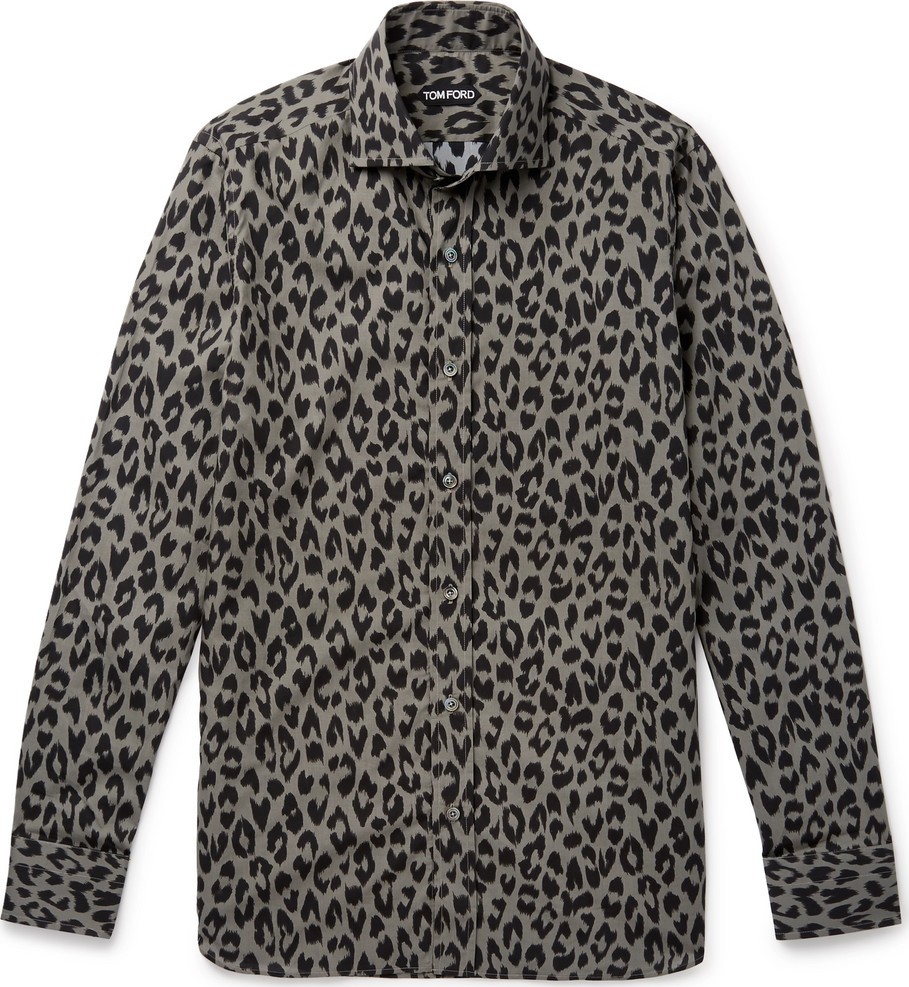 TOM FORD Slim-Fit Leopard-Print Cotton-Blend Shirt