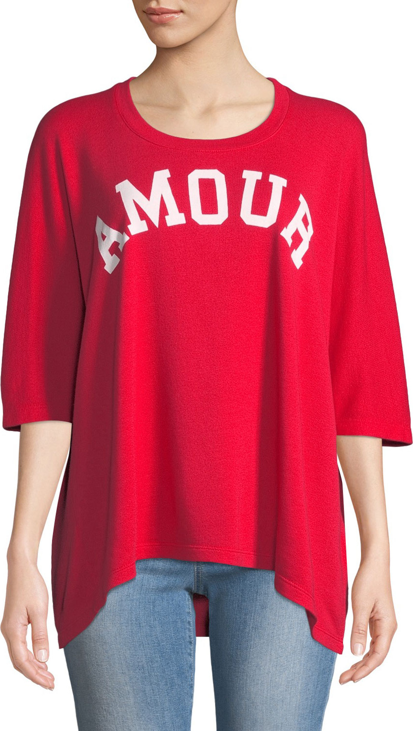 Zadig & Voltaire Portland 'Amour' Sporty Graphic Scoop-Neck Tee