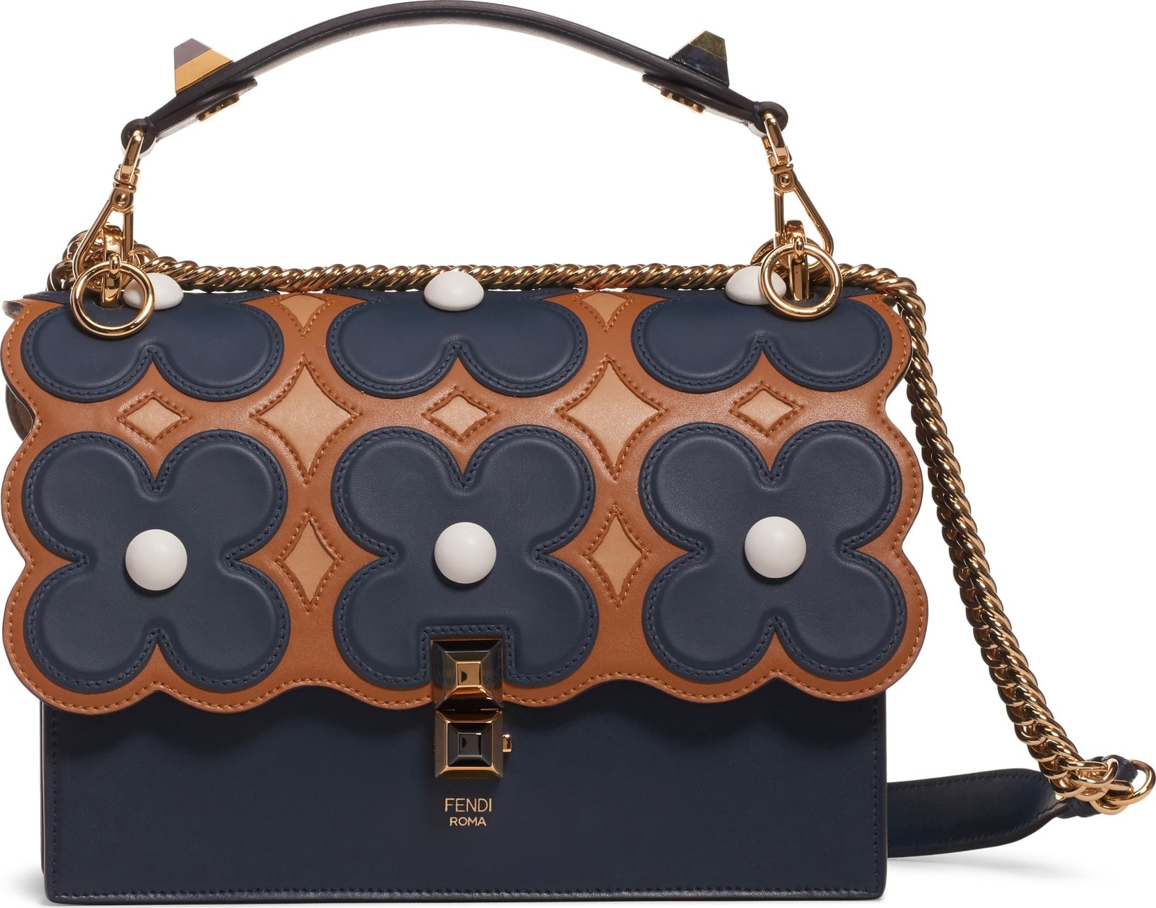 Fendi Kan I Liberty Flower Leather Shoulder Bag
