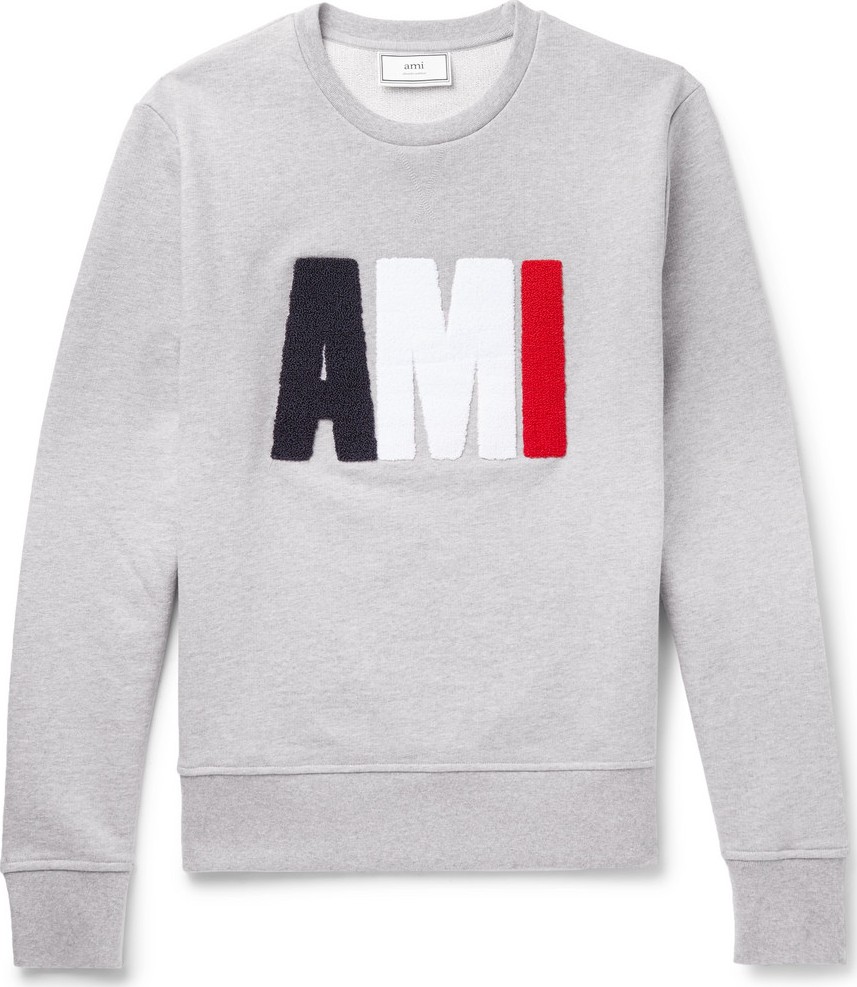 AMI Terry-Detailed Loopback Cotton-Jersey Sweatshirt