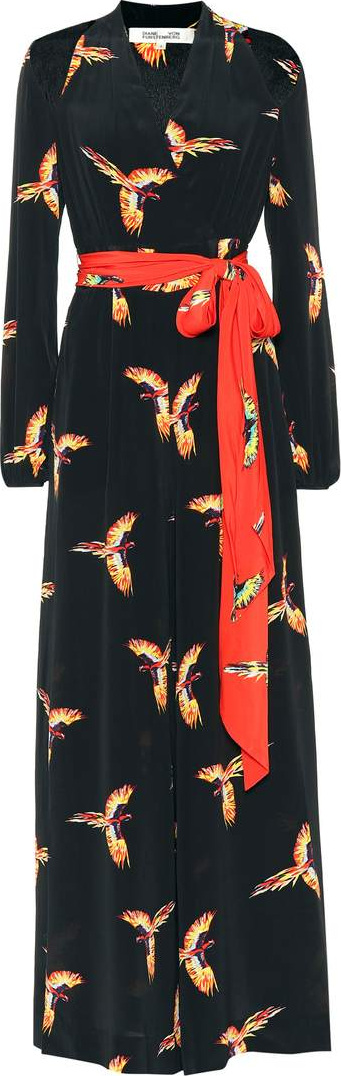 DIANE von FURSTENBERG Bird-printed silk jumpsuit