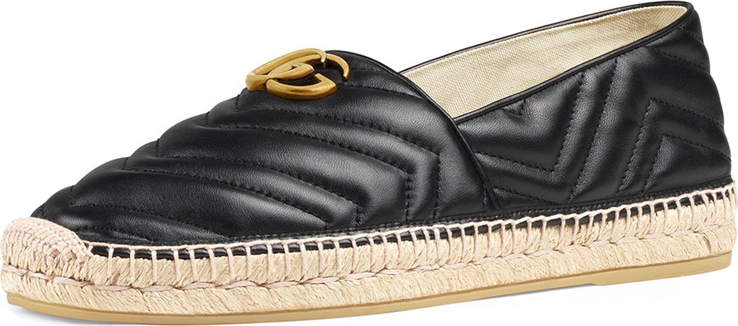 Gucci Men's Quilted Leather Espadrilles With Double G