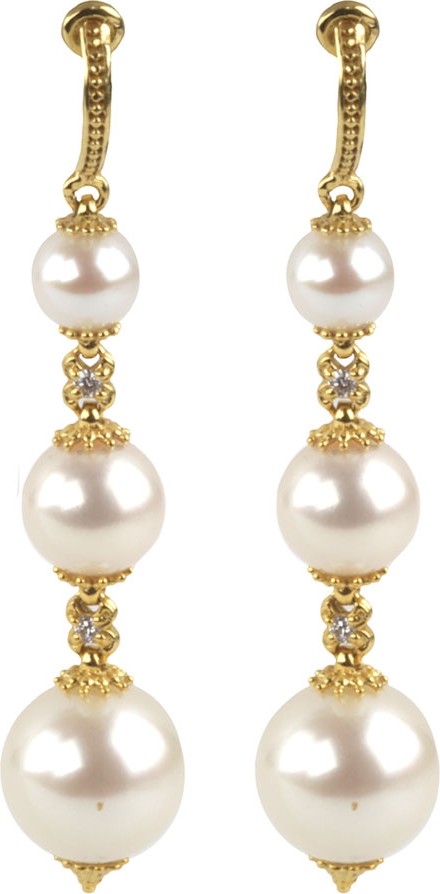 Konstantino 18k Triple Pearl-Drop Earrings