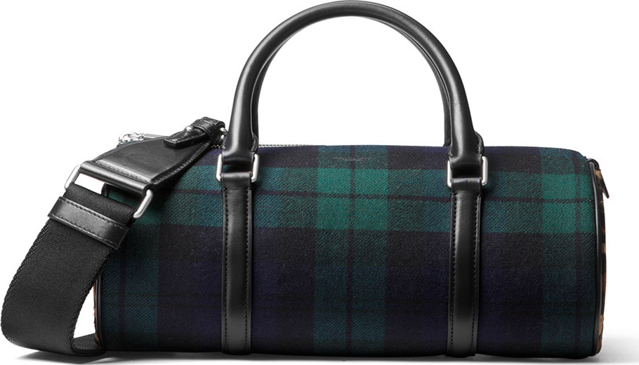 Michael Kors Tartan Eva Plaid Leopard-Print Barrel Bag