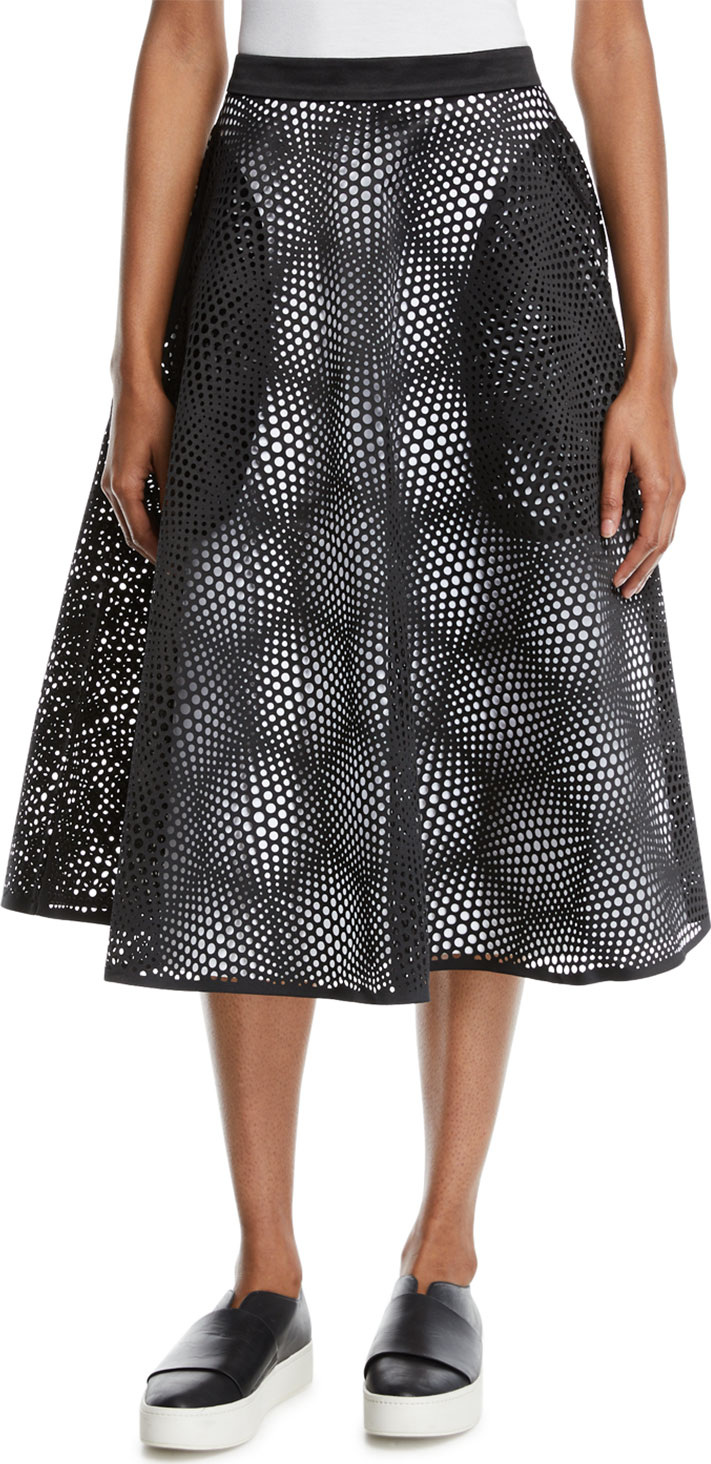 Paskal Laser-Cut High-Waist Midi Circle Skirt
