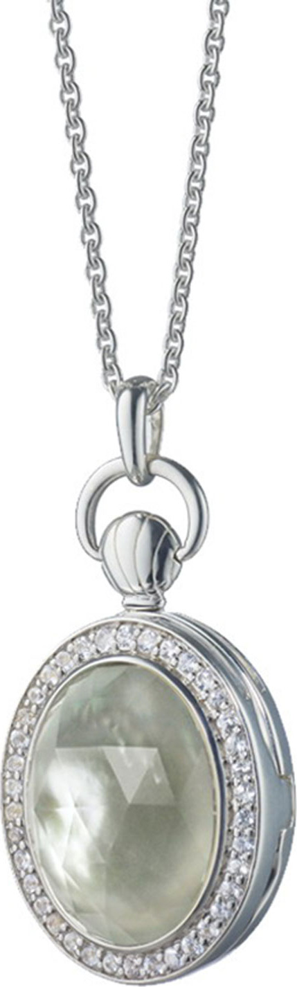 Monica Rich Kosann Mother-of-Pearl Petite Stone Silver Locket Necklace