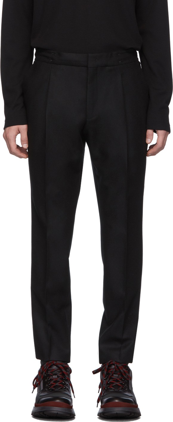 Z Zegna Black Wool Drawstring Trousers
