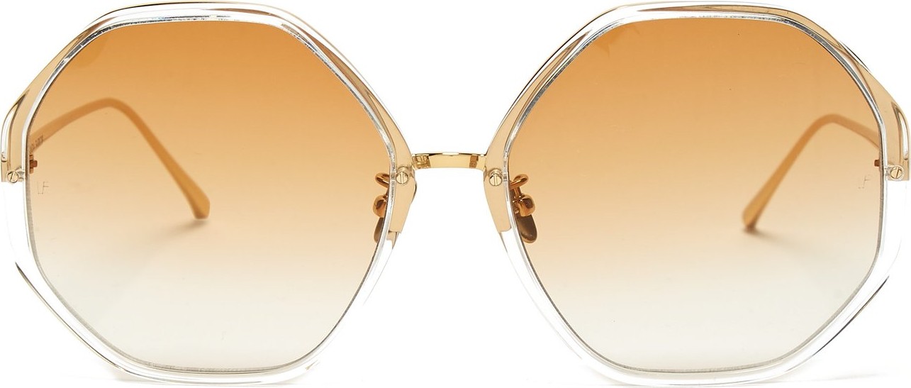 Linda Farrow Oversized hexagonal-frame sunglasses