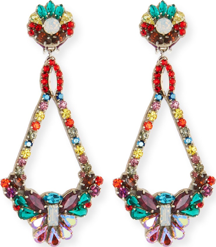 Ranjana Khan Handmade Multicolor Crystal Clip-On Earrings