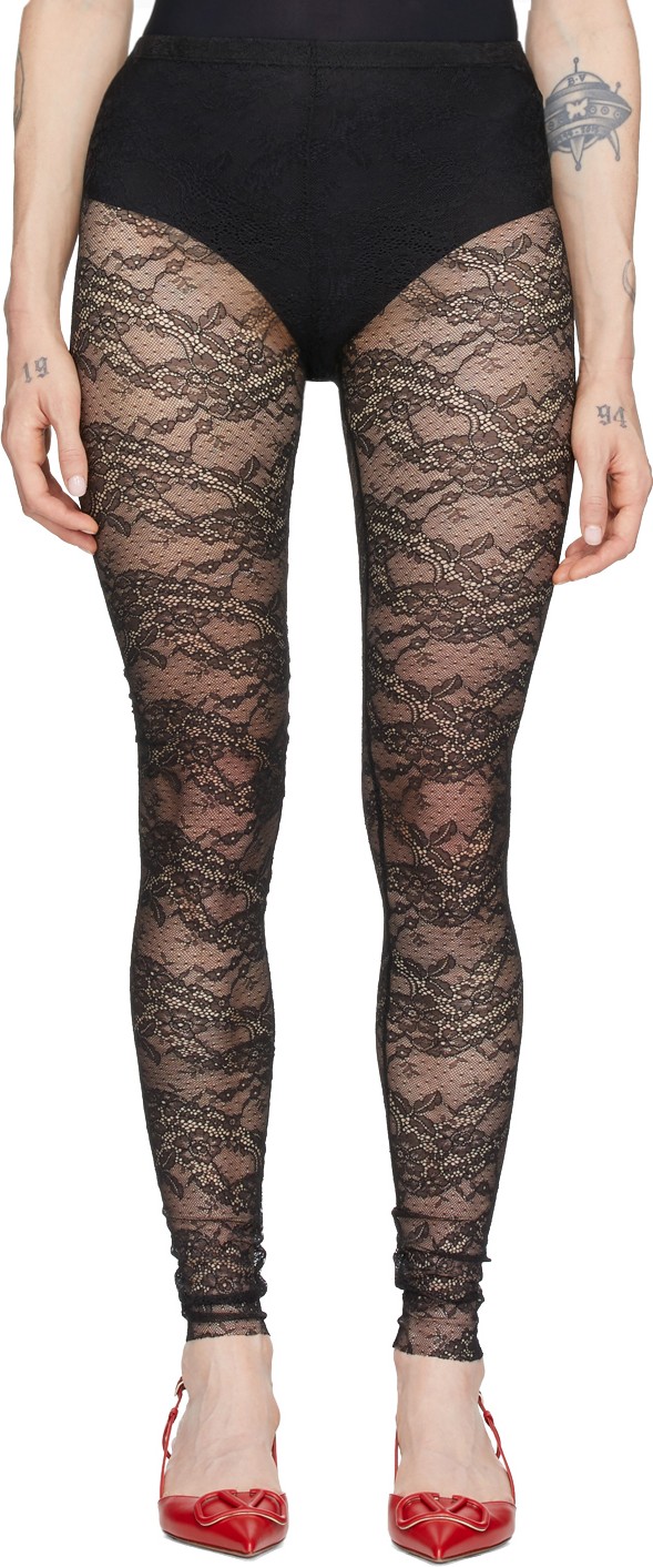 RED Valentino Black Lace Leggings