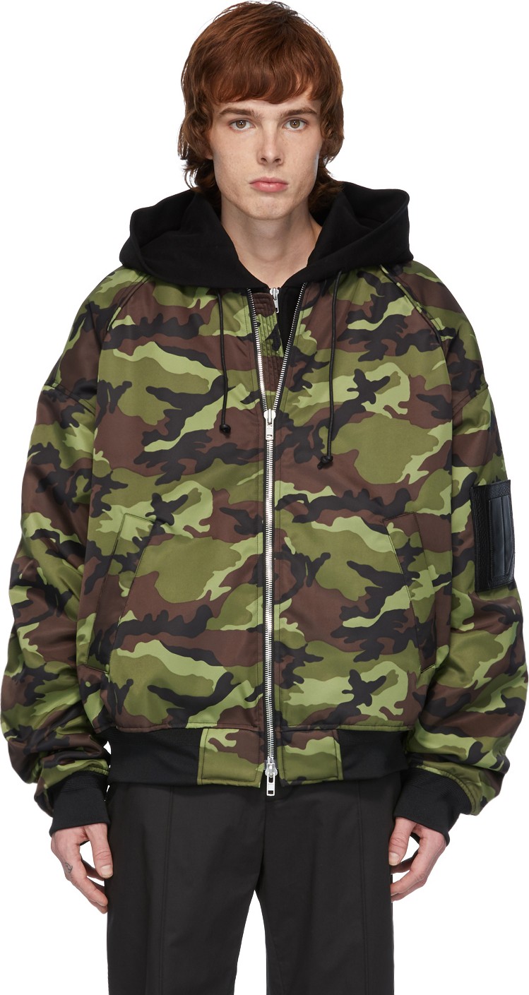 Juun.J Black & Green 'Symmetry' Camo Bomber Jacket