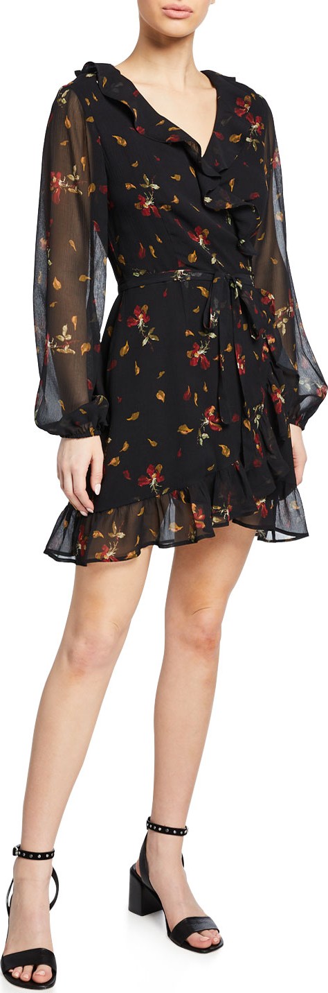 PAIGE Shawna Floral-Print Mini Wrap Dress