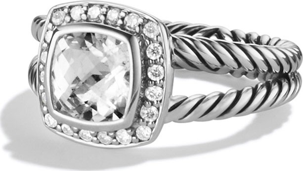 David Yurman Petite Albion Ring with White Topaz and Diamonds