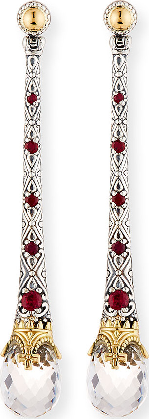 Konstantino Pythia Linear Corundum & Crystal Drop Earrings