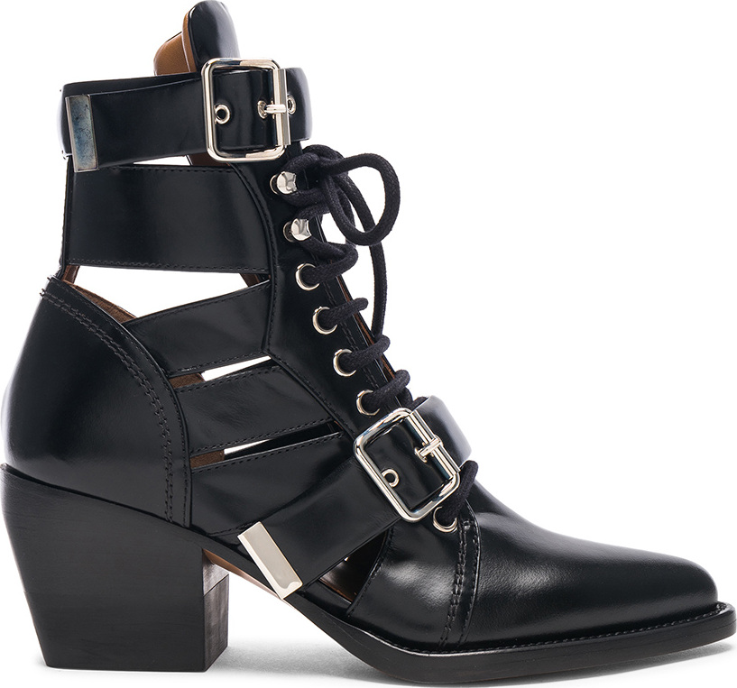 Chloe Rylee Leather Lace Up Buckle Boots