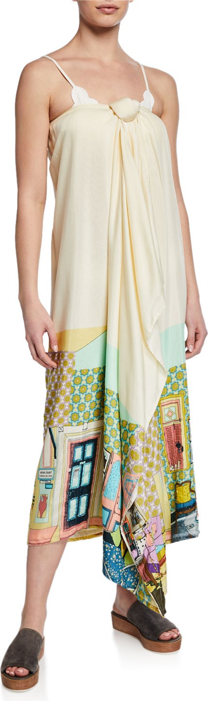 VERANDAH Printed Tie-Front Coverup Maxi Skirt