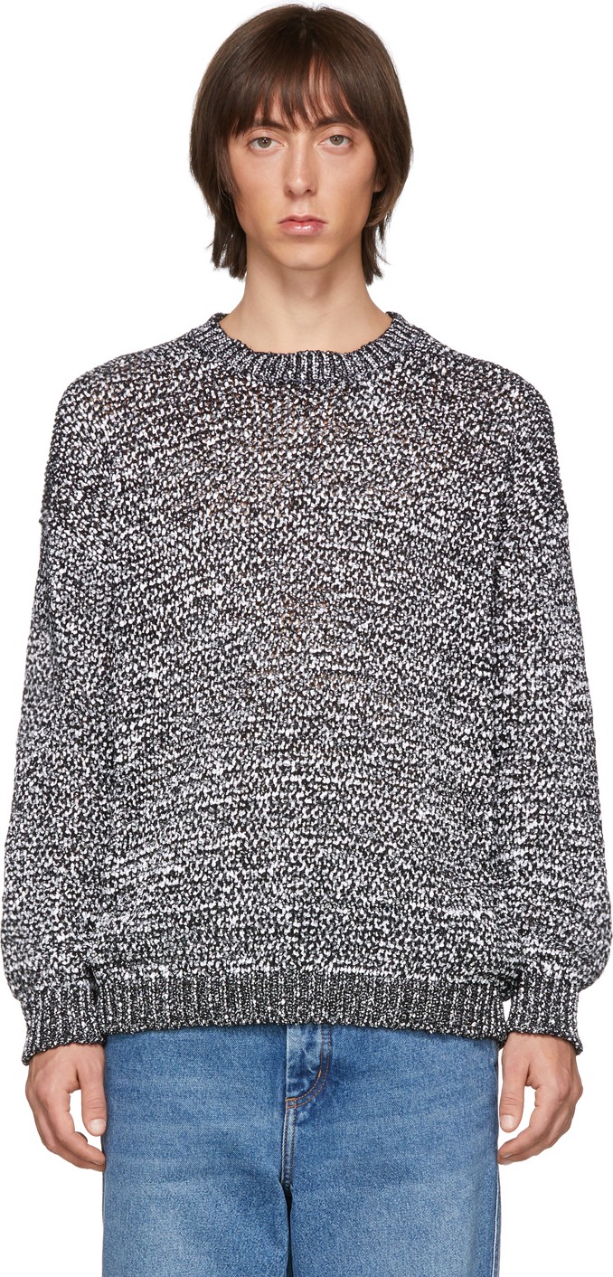 LOEWE White & Black Mélange Sweater
