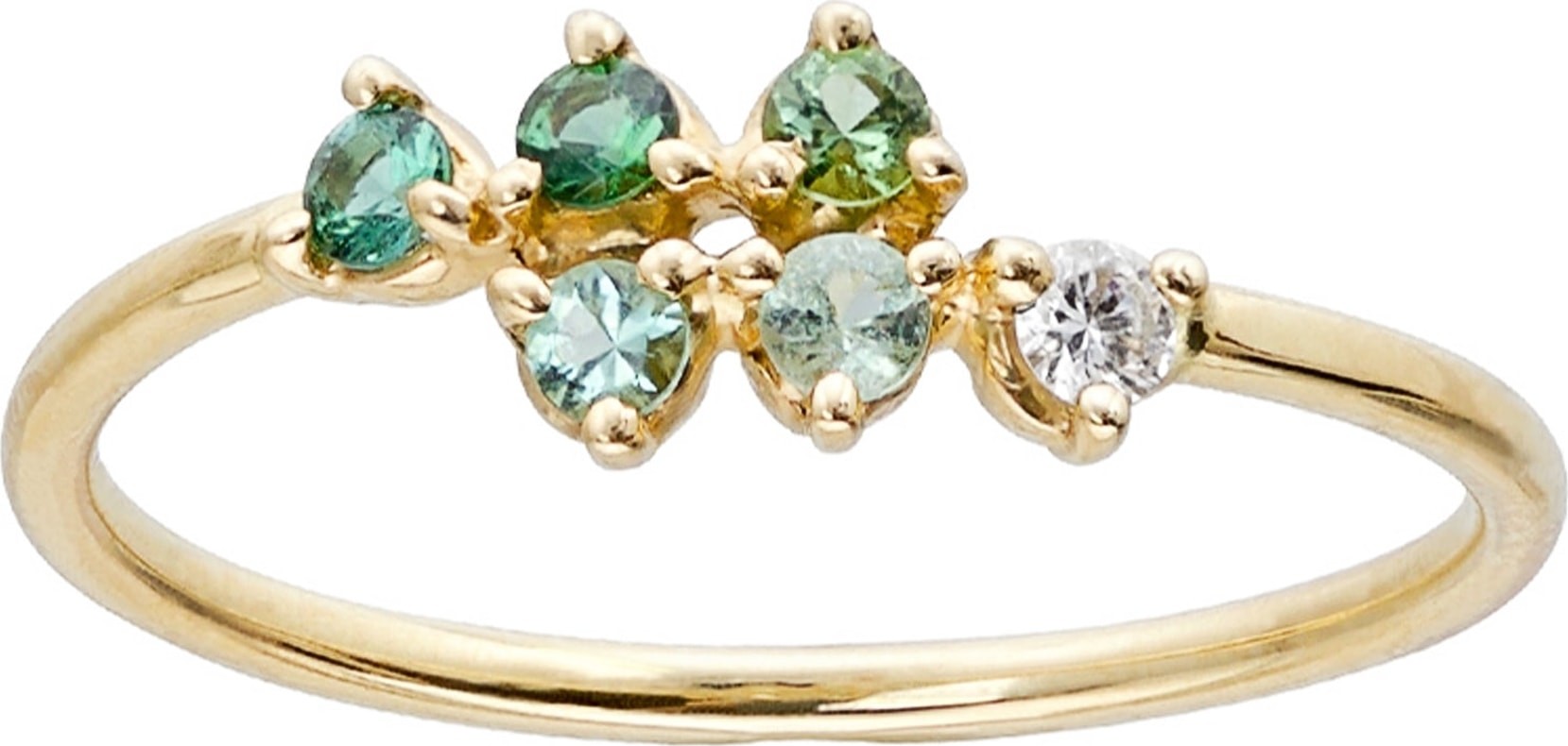 Wwake Botany Mirrored Points Gradient Green Tourmaline & Diamond Ring