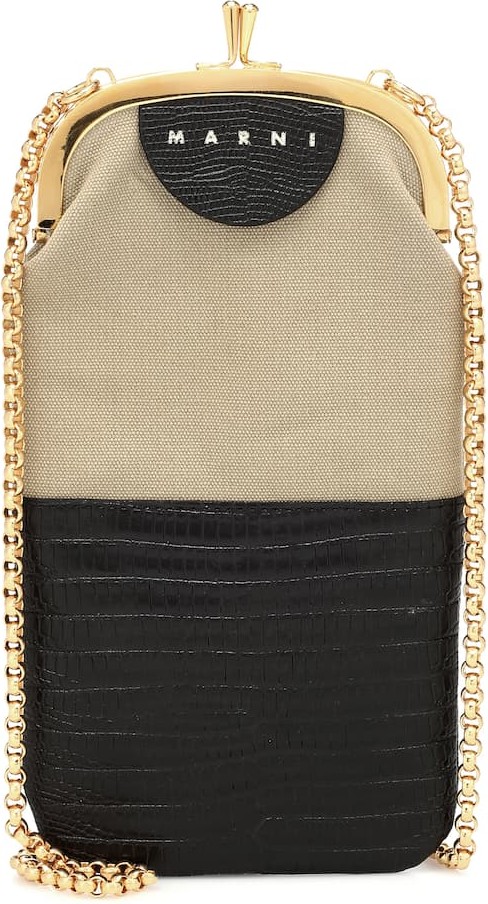 Marni Leather and twill phone case