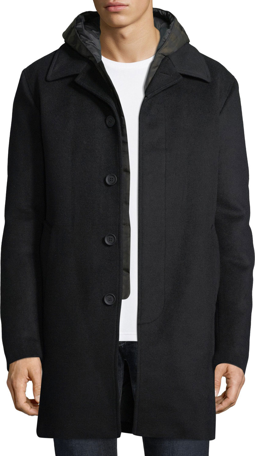 Mackage Wool-Blend Coat w/ Removable Down Bib